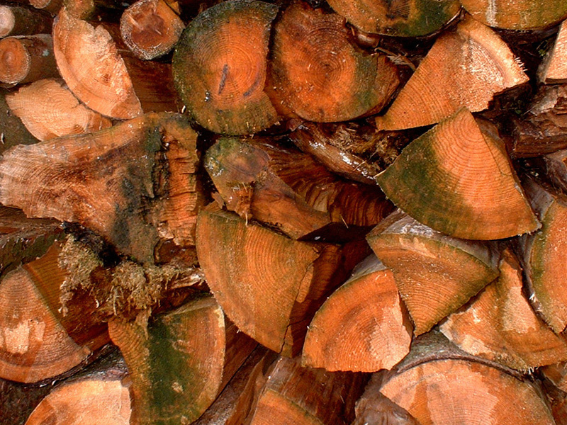 Holzspalten gestapelt