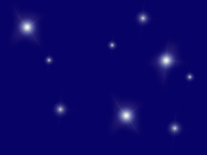 Helle kleine Sterne bzw. Blendenflecke vor dunkelblauem Hintergrund